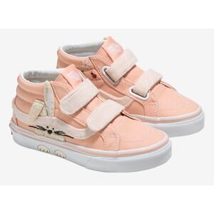 Vans Sk8-Mid Reissue V Bunny Peach Pink White Velcro Kids Sneaker size  3